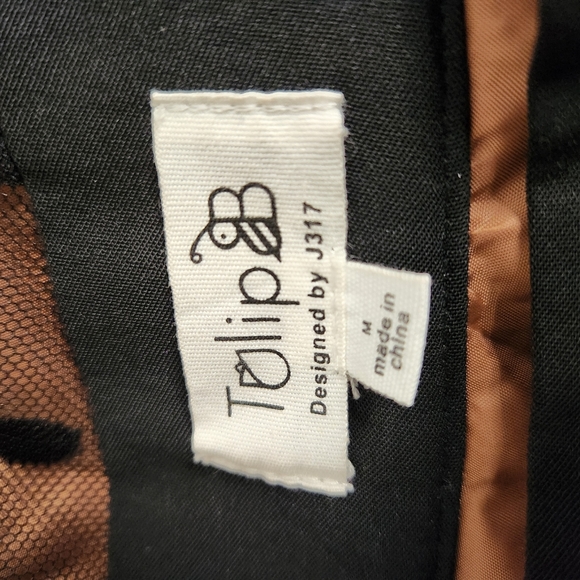 Tulip B Long Mesh Skirt Women Black Brown Polka Dot Pleated Skirt Size M - Picture 3 of 4